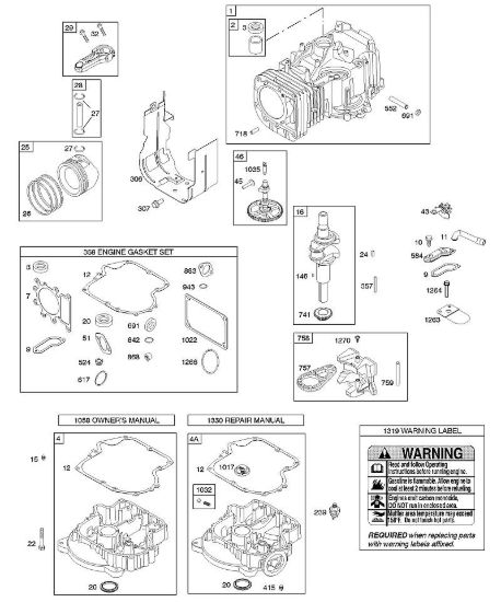 C - Albero a camme, albero motore, cilindro, coppa motore, set guarnizioni motore, pistone, anelli, biella B&S - 28 €¦ 282H07-0111-E1 brand Stihl